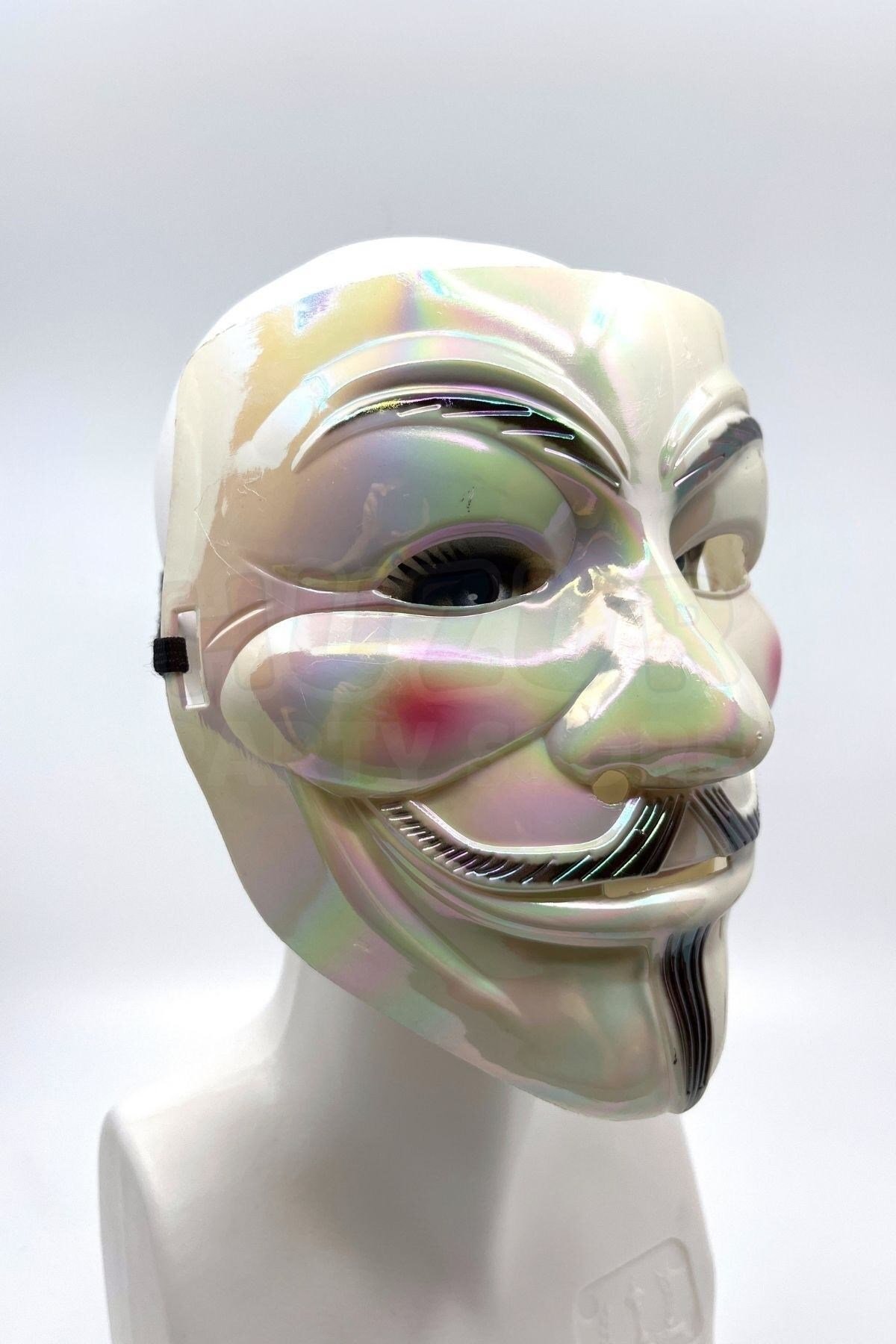 V For Vendetta Hologramlı Maske Halloween Partisi Cadılar Bayramı Kırmızı Yanaklı Parlak Unisex