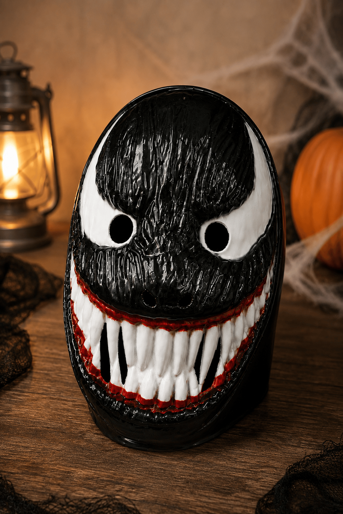 Venom Korku Maskesi Siyah Beyaz Keskin Dişli Maske Cadılar Bayramı Halloween Parti Kostüm Aksesuarı