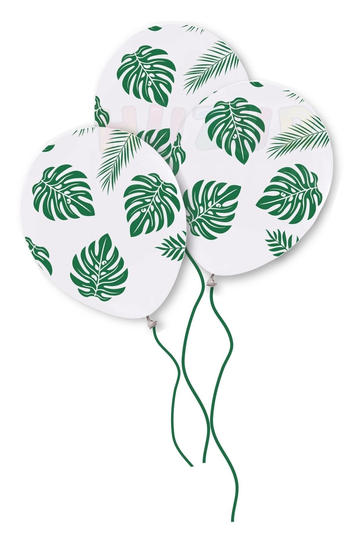 Yaprak Desenleri Baskılı Beyaz Balon 10 Adet 30 Cm Safari Karakter Konsept Temalı Doğum Günü Partisi