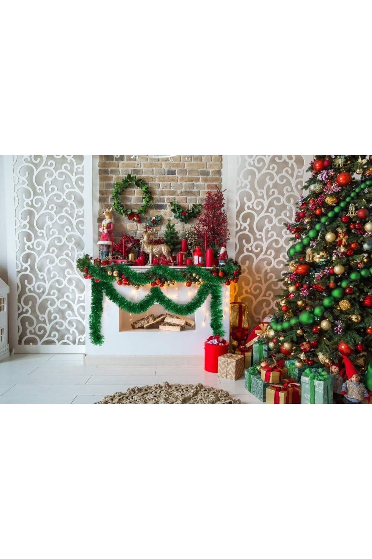 Yeşil Yılbaşı Garland Doğum Günü Simi Çam Ağacı Süsü 200x7 Cm Boyuna Boyna Asılan Süsleme Sim
