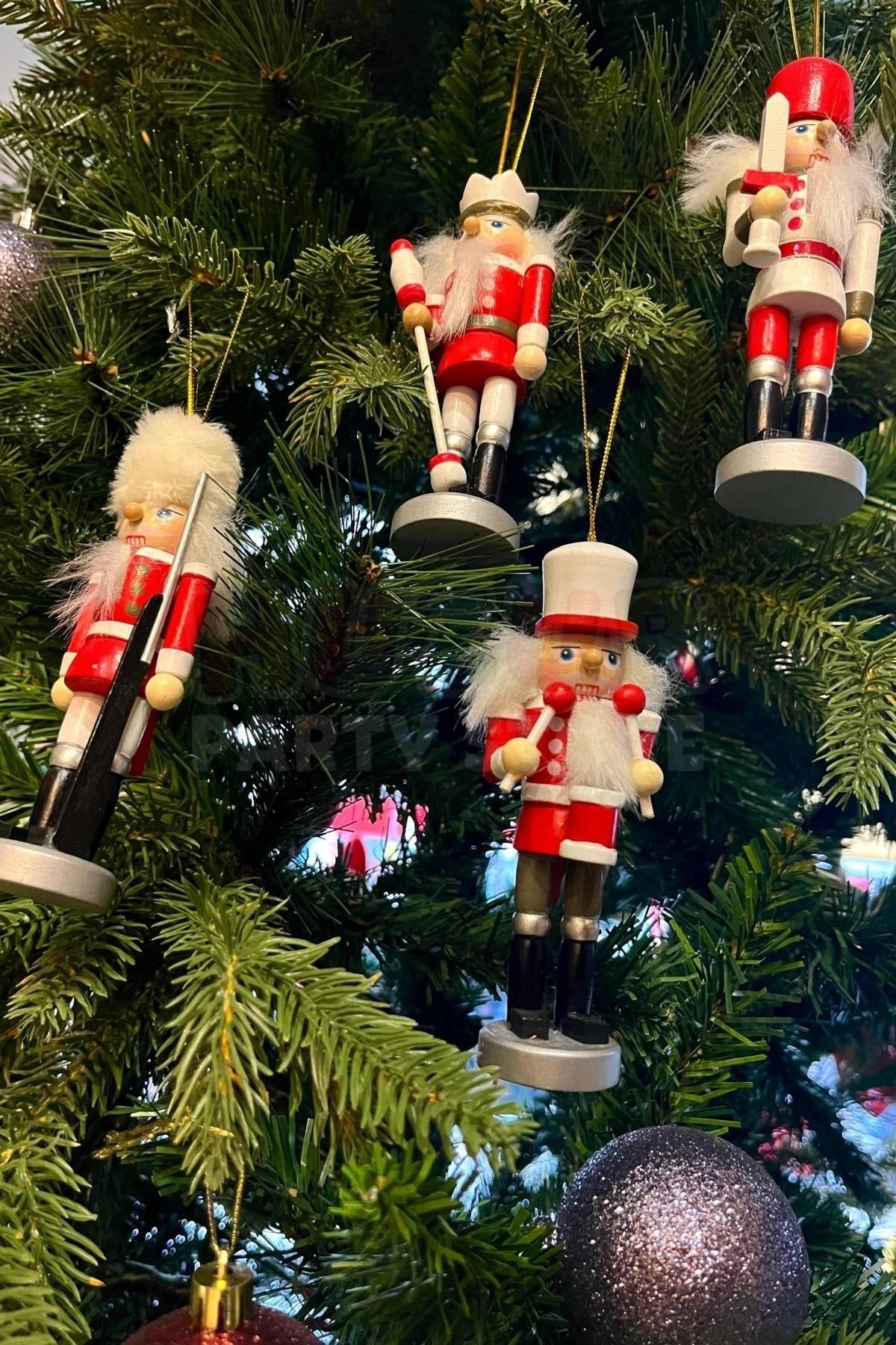 Yılbaşı Ağacına Asılan Fındıkkıran 4lü 13 Cm Kurşun Asker Nutcracker Yılbaşı Yeni Yıl Dekoru