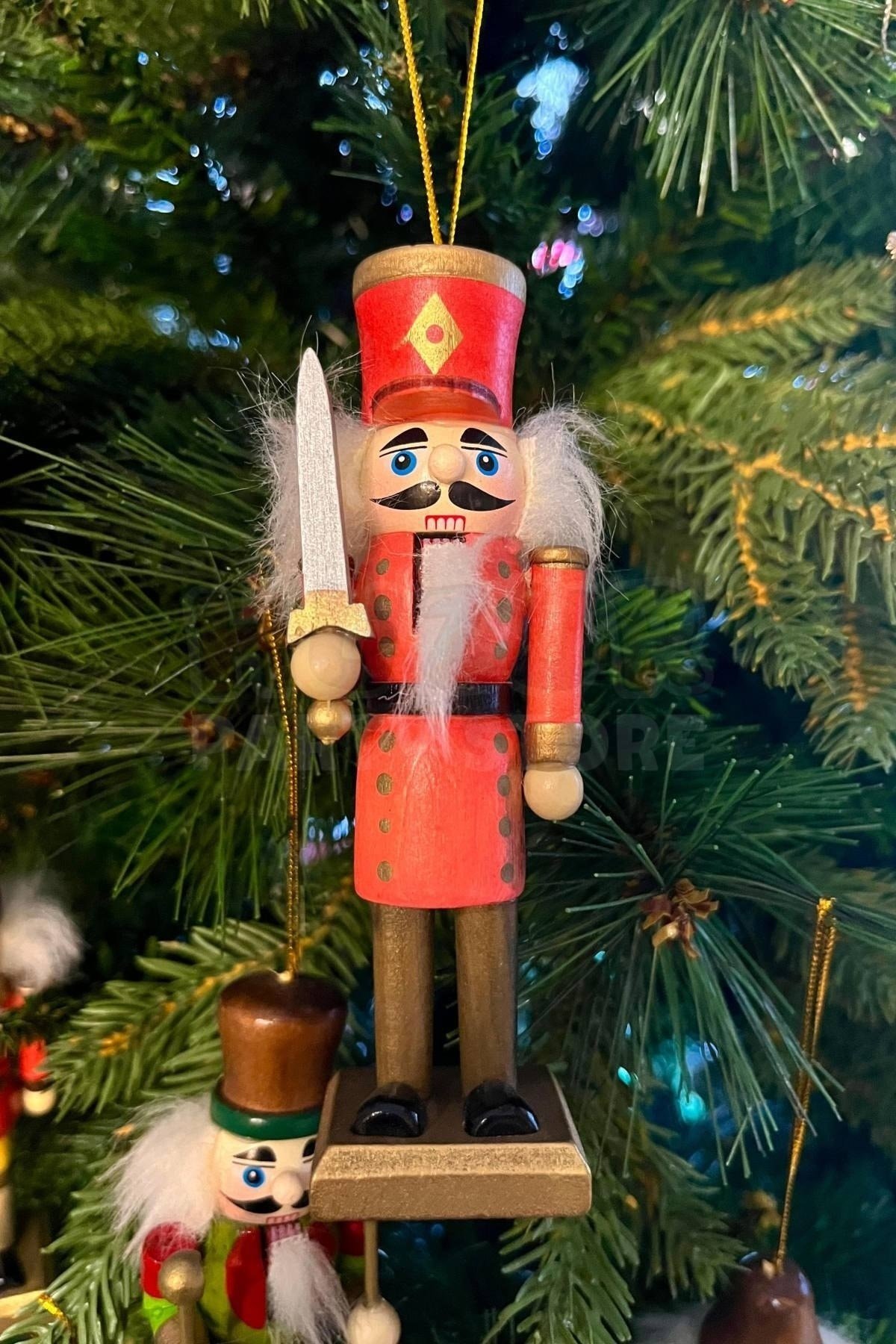 Yılbaşı Ağacına Asılan Retro Fındıkkıran 6lı 13 Cm Kurşun Asker Nutcracker Yılbaşı Yeni Yıl Dekoru