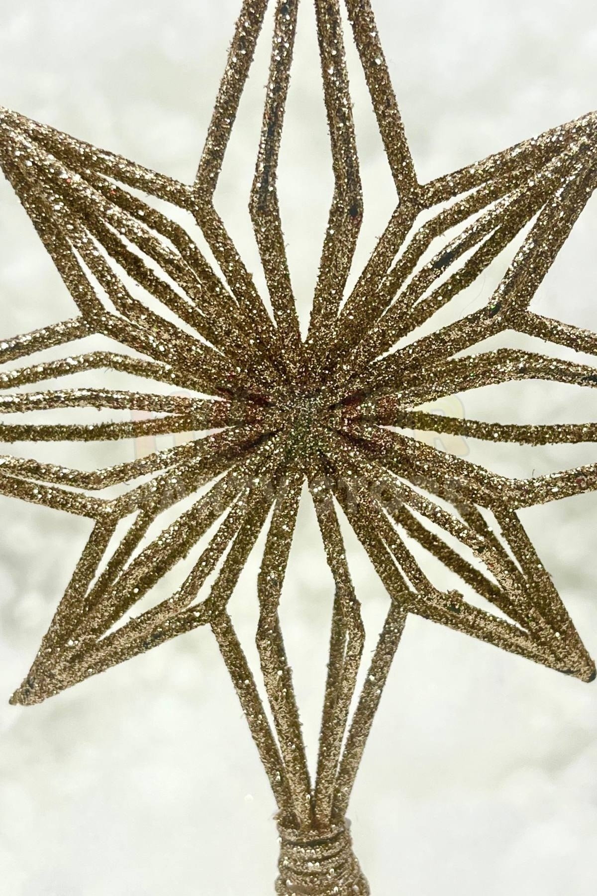 Yılbaşı Çam Ağacı Kuzey Yıldızı Tepeliği Gold Renk Simli 23x16 Cm Yeni Yıl Lüks Kaliteli Tepelik