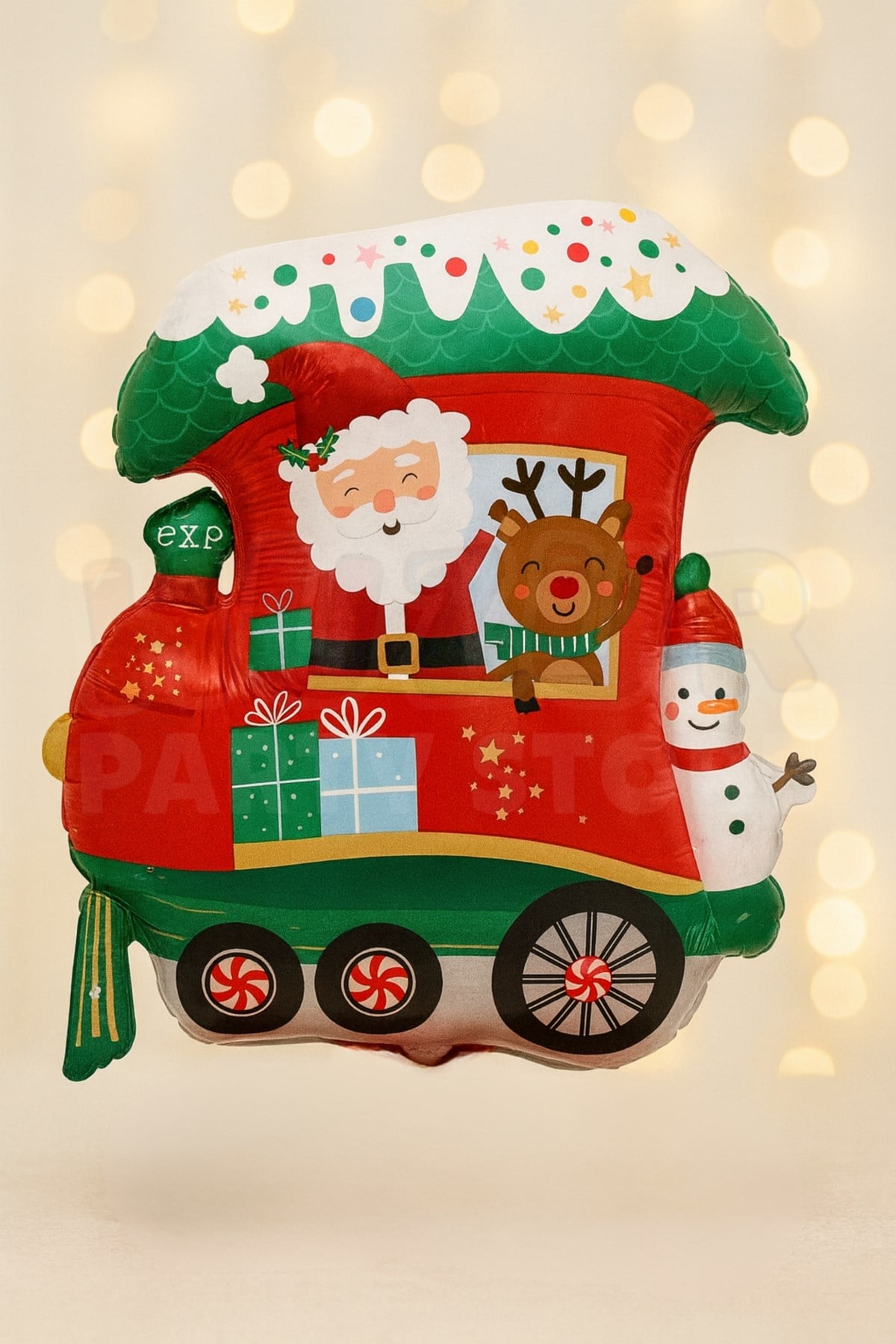 Yılbaşı Treni Folyo Balon 66x60 Cm Noel Baba Geyik Kardan Adam Helyuma Uyumlu Yeni Yıl Dekoru Süsü