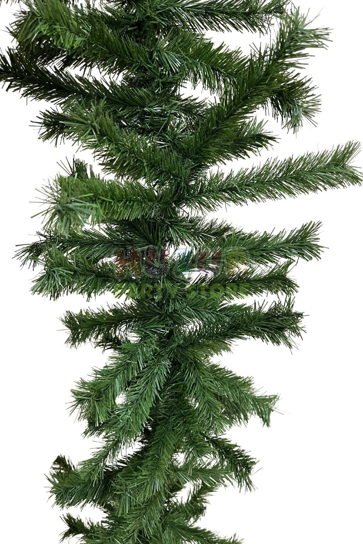 Yılbaşı Yeşil Garland 240 Cm 175 Gür Dallı Yeni Yıl Süsü Kapı Merdiven Şömine Kolon Branda Süsleme