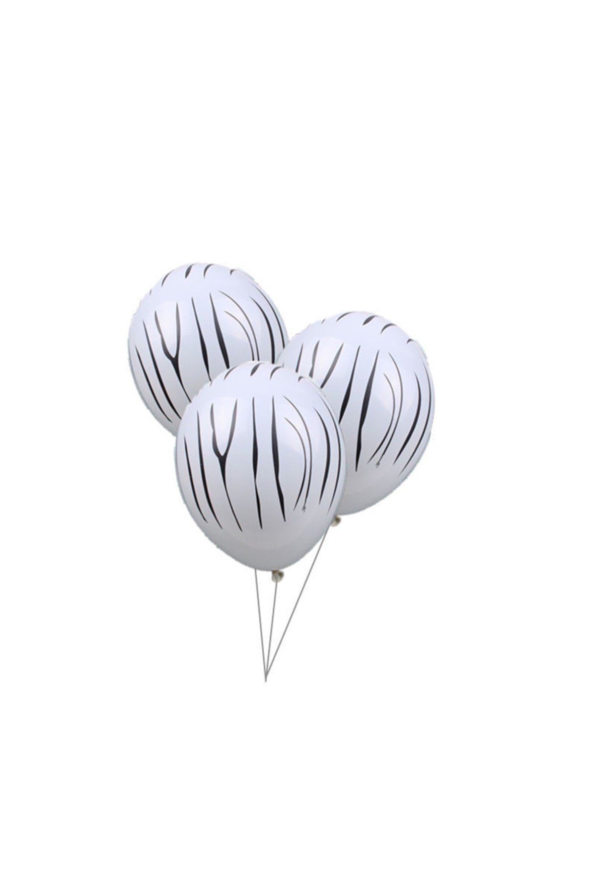 Zebra Desen Baskılı Beyaz Balon 10 Adet 30 Cm Safari Konsept Temalı Çizgi Detaylı Doğum Günü Partisi