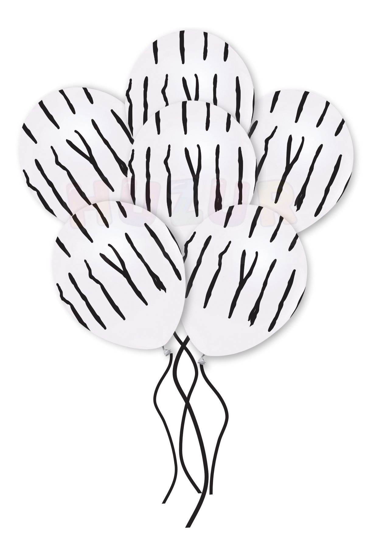 Zebra Desen Baskılı Beyaz Balon 10 Adet 30 Cm Safari Konsept Temalı Çizgi Detaylı Doğum Günü Partisi