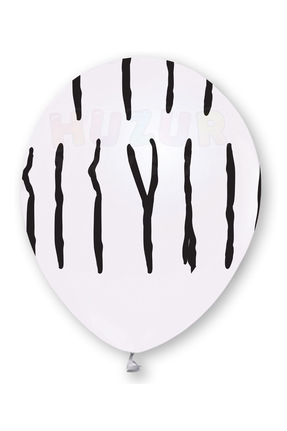 Zebra Desen Baskılı Beyaz Balon 10 Adet 30 Cm Safari Konsept Temalı Çizgi Detaylı Doğum Günü Partisi