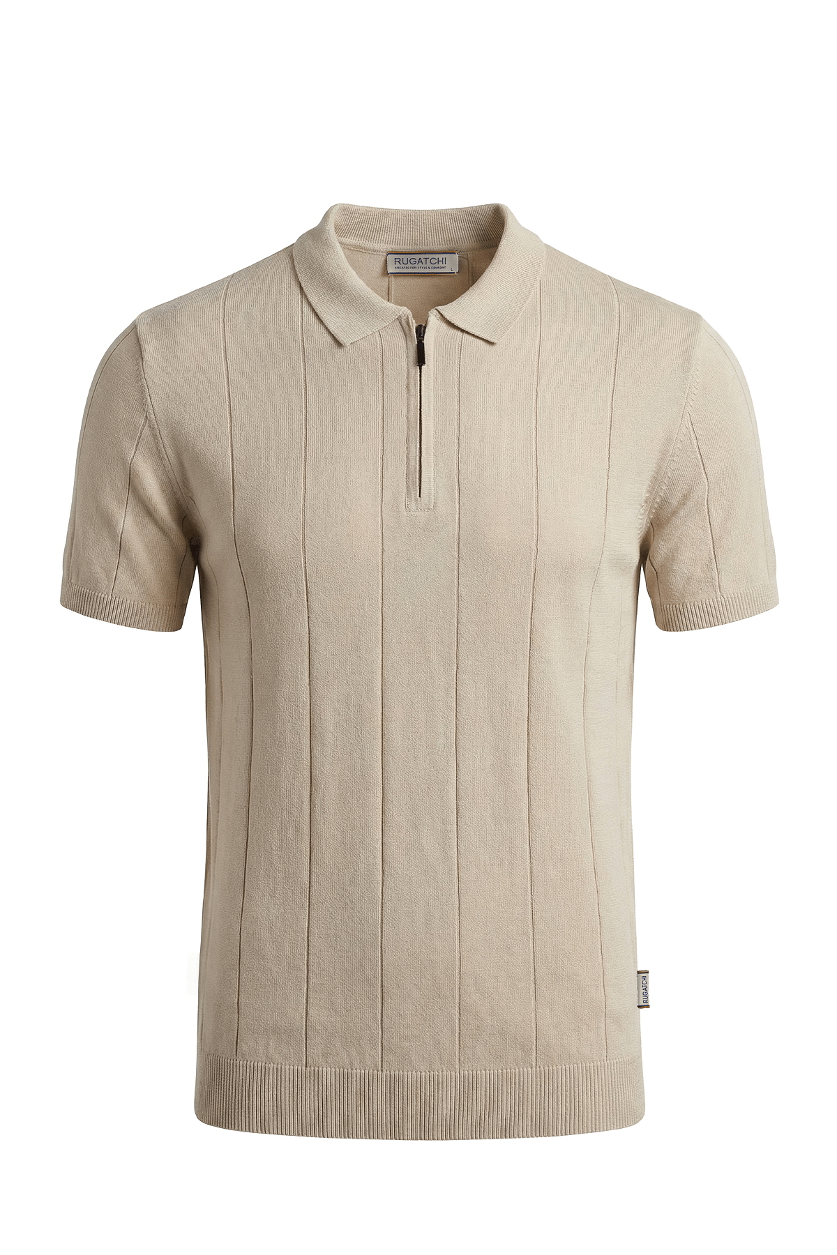 Knit Ribbed Half-Zip Polo Shirt