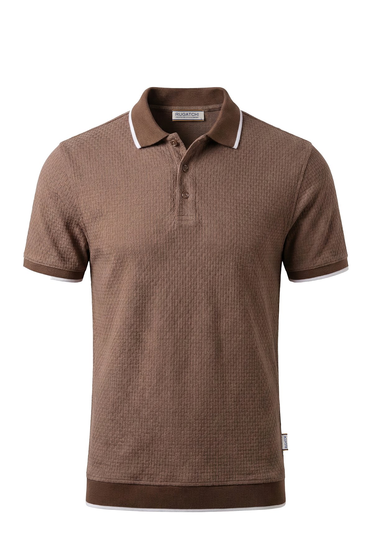 Textured Print Snap Polo