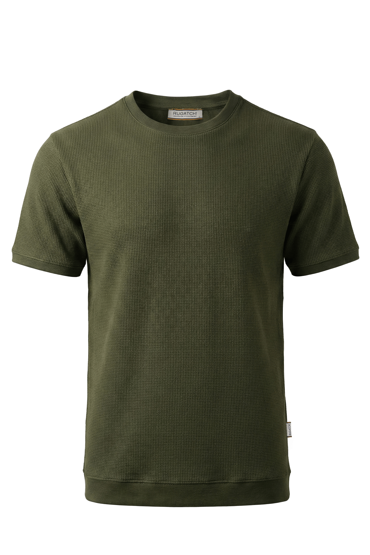 Waffle Crew Neck Shirt with Ribbed Hem