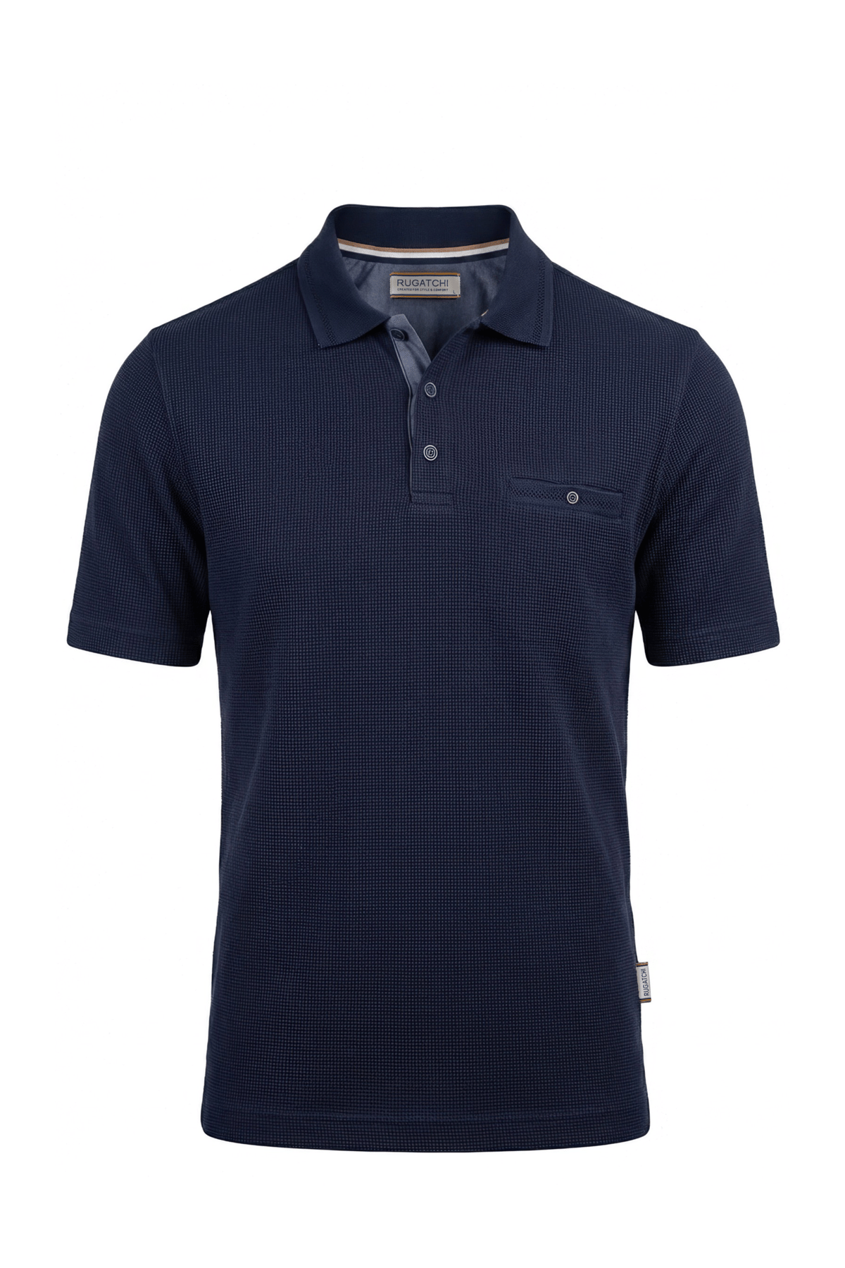 Pocketed Waffle Polo Shirt