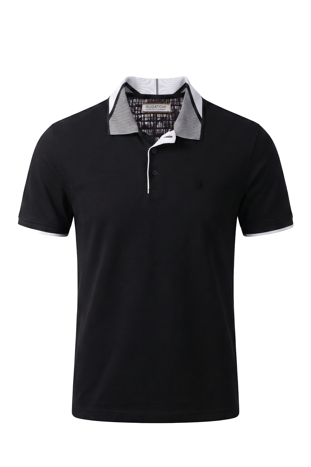 Striped Collar Stretch Pique Polo Shirt
