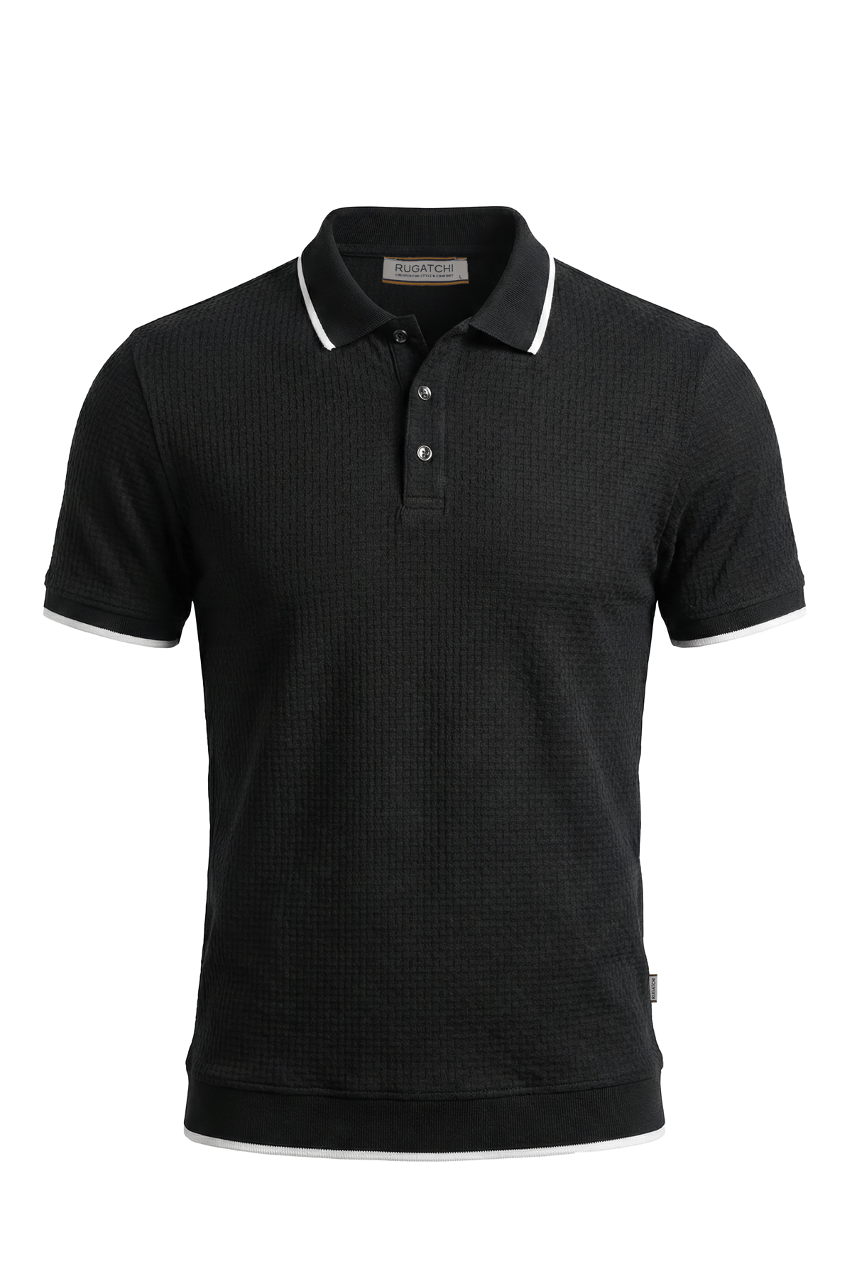 Textured Print Snap Polo