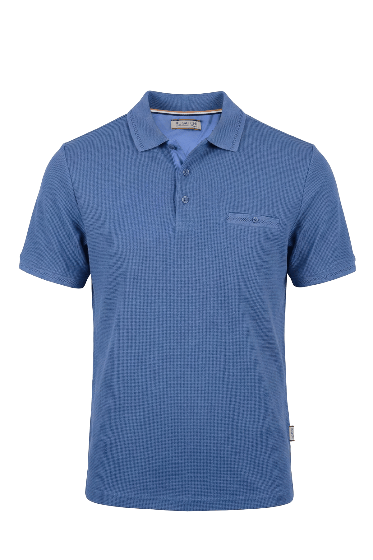 Pocketed Waffle Polo Shirt