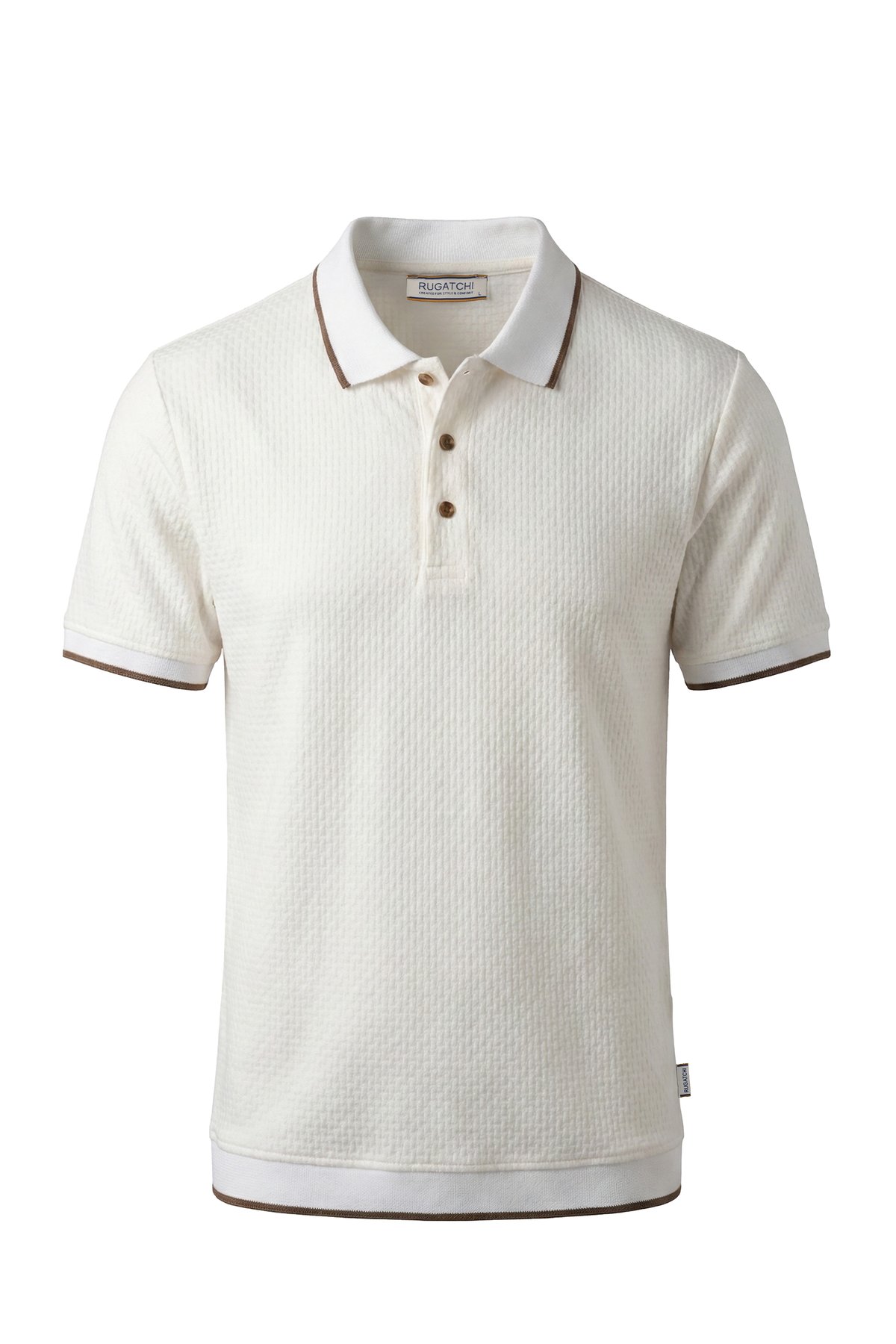 Textured Print Snap Polo