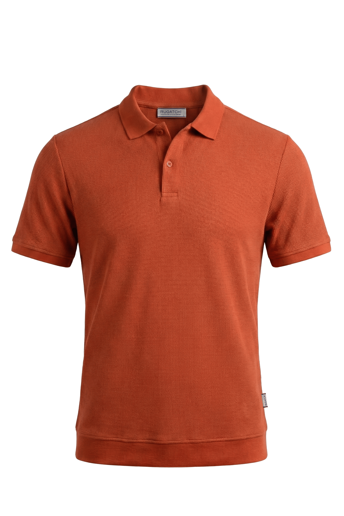 Waffle Polo Shirt with Ribbed Hem