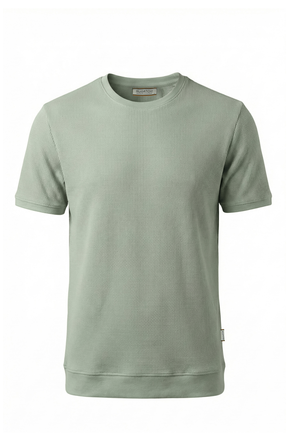 Waffle Crew Neck Shirt with Ribbed Hem