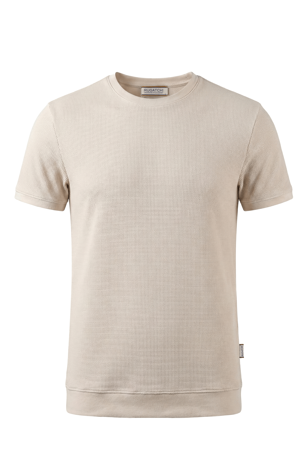 Waffle Crew Neck Shirt with Ribbed Hem