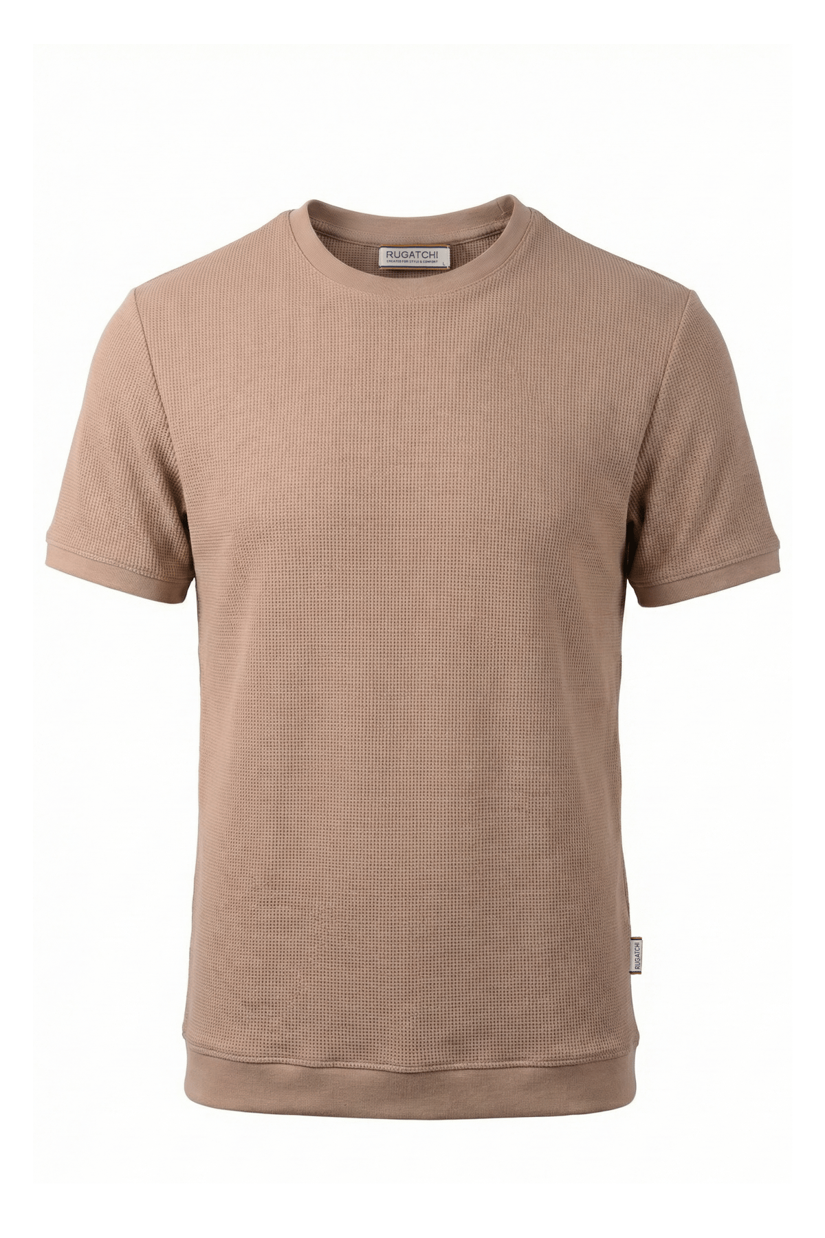 Waffle Crew Neck Shirt with Ribbed Hem