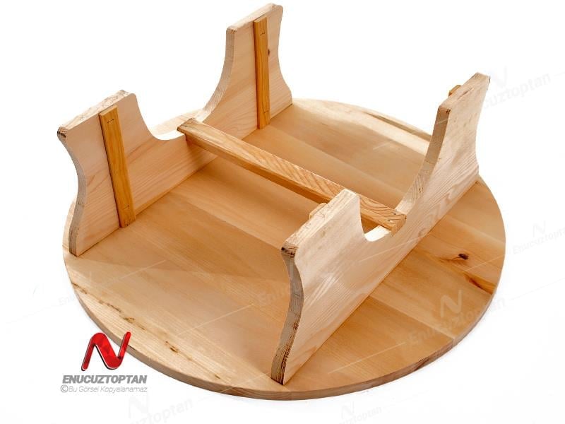 Ahşap Ihlamur Ağacından Sabit Ayak Yer Sofrası 70 cm  | ID4608