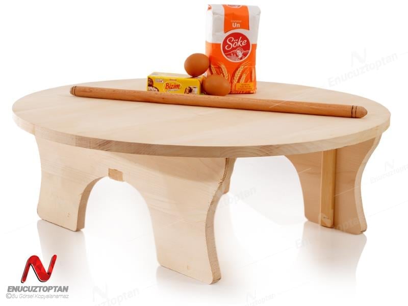 Ahşap Ihlamur Ağacından Sabit Ayak Yer Sofrası 70 cm  | ID4608
