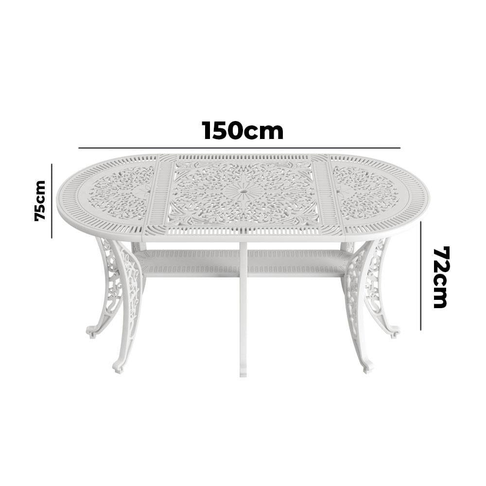 Alezy İstanbul Ferforje Görünümlü Demonte Oval Masa 75x150 cm