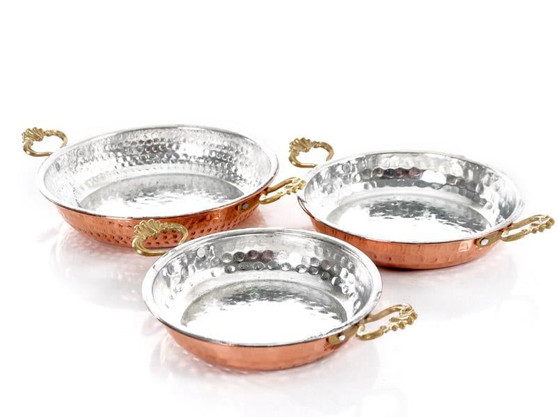 Bakır Sahan 3'lü Takımı 18cm, 16cm, 14cm - Kalaylı | ID4753