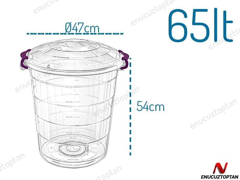 Bursev 1112 92 Tetris Kilitli Şeffaf Gıda Bakliyat Kovası 65 Litre | ID2321