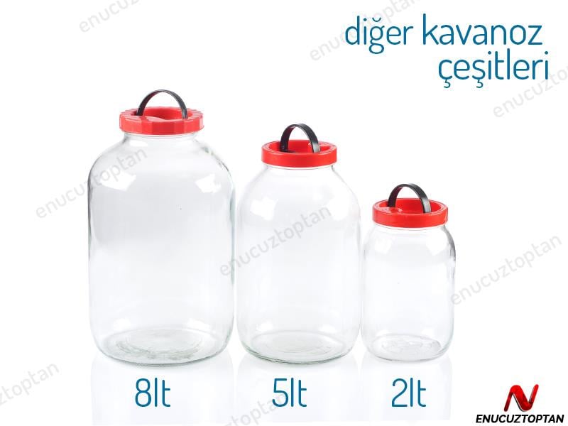 Cam Kavanoz Kulplu 5 Litre - Kapaklı Konserve Şişesi | ID2029