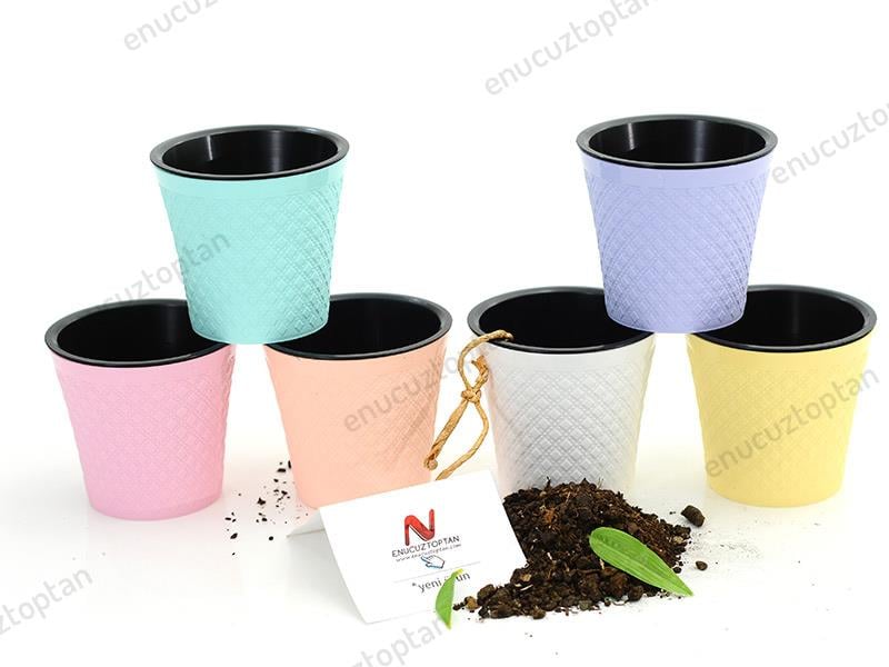 Irak Garden Flowers  SS100 Sümbül Dekoratif Desenli Saksı 0.6 Litre | ID1444