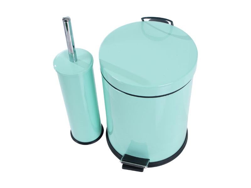 Krom Boyalı Pedallı Çöp Kovası 5 Litre + Krom Tuvalet Fırçası | ID3017