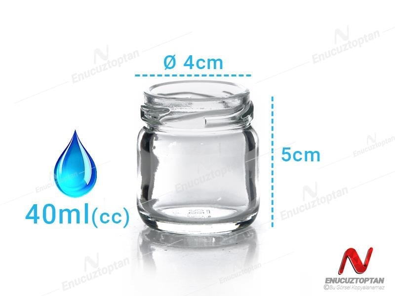 Mini Cam Kavanoz Metal Kapaklı 40ml - 40cc Kavanoz | ID3098
