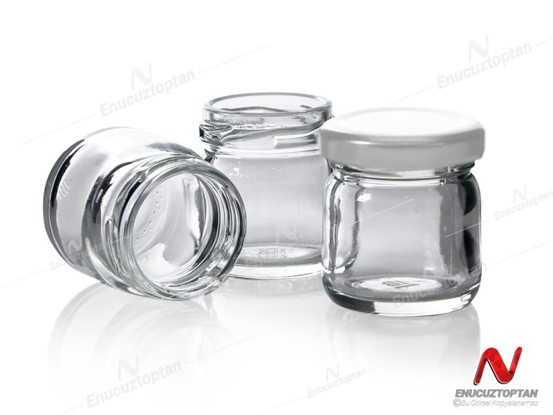 Mini Cam Kavanoz Metal Kapaklı 40ml - 40cc Kavanoz | ID3098