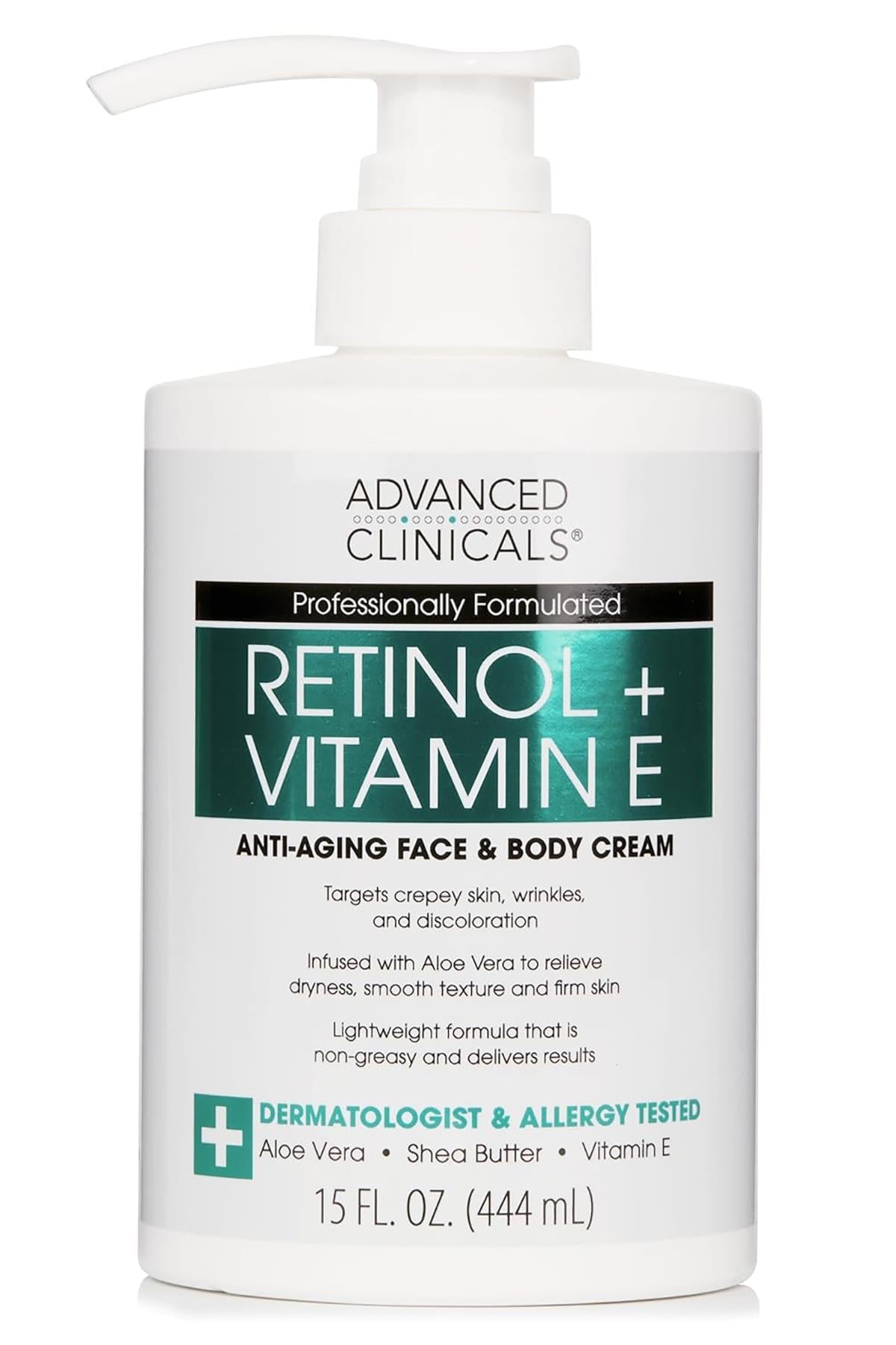 Advanced Clinicals Retinol + E Vitamini Yüz ve Vücut Kremi 444ML