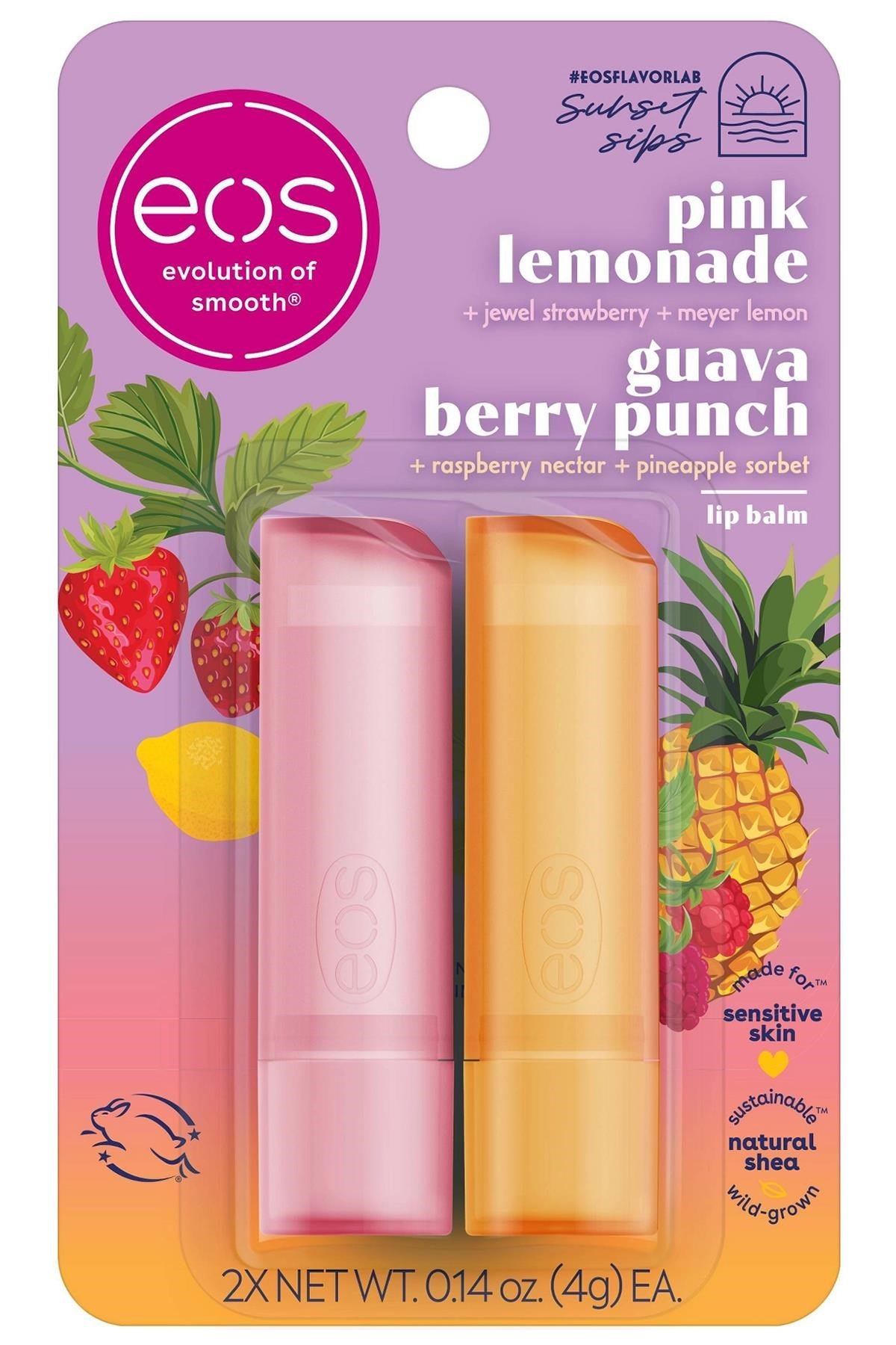 EOS Lip Balm Pink Lemonade + Guava Berry Punch 2'li Dudak Balsamı 2x4GR