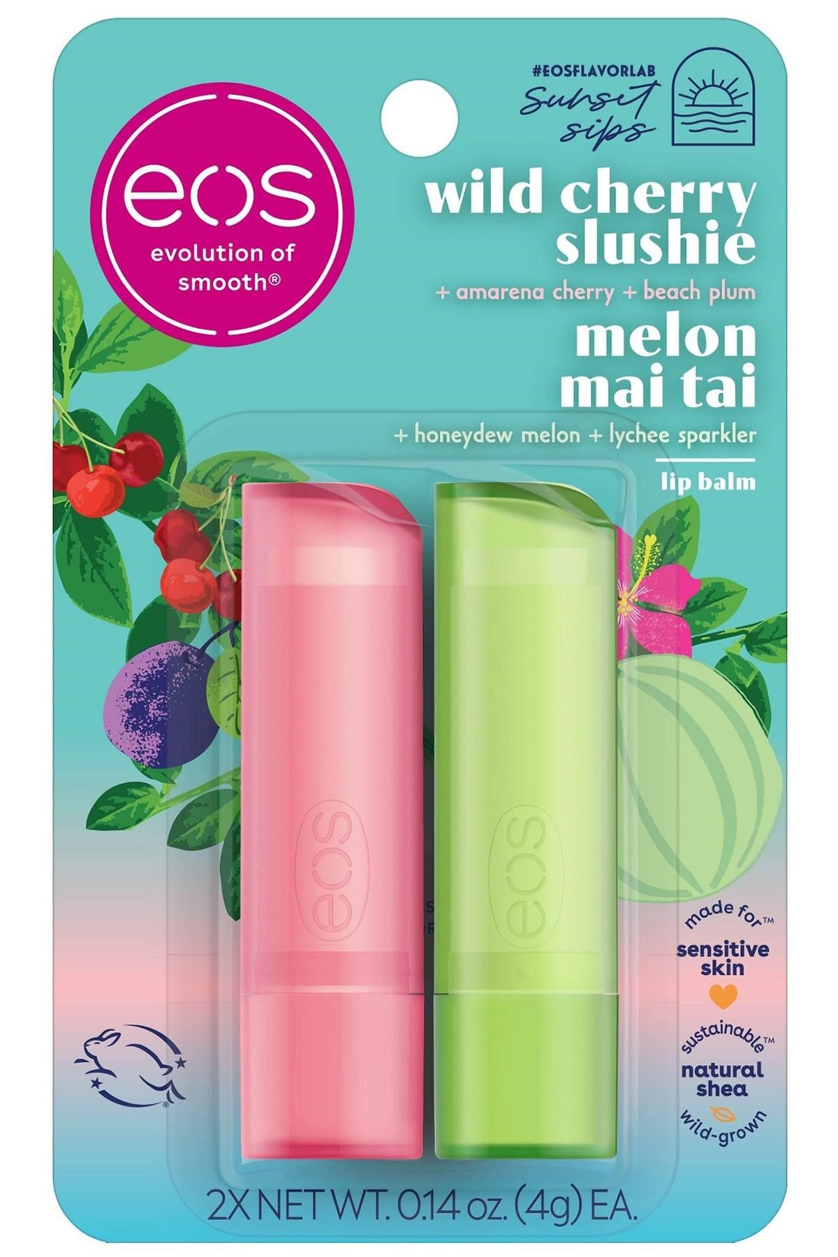 Eos Lip Balm Wild Cherry Slushie + Melon Mai Tai 2'li Dudak Balsamı 2x4GR