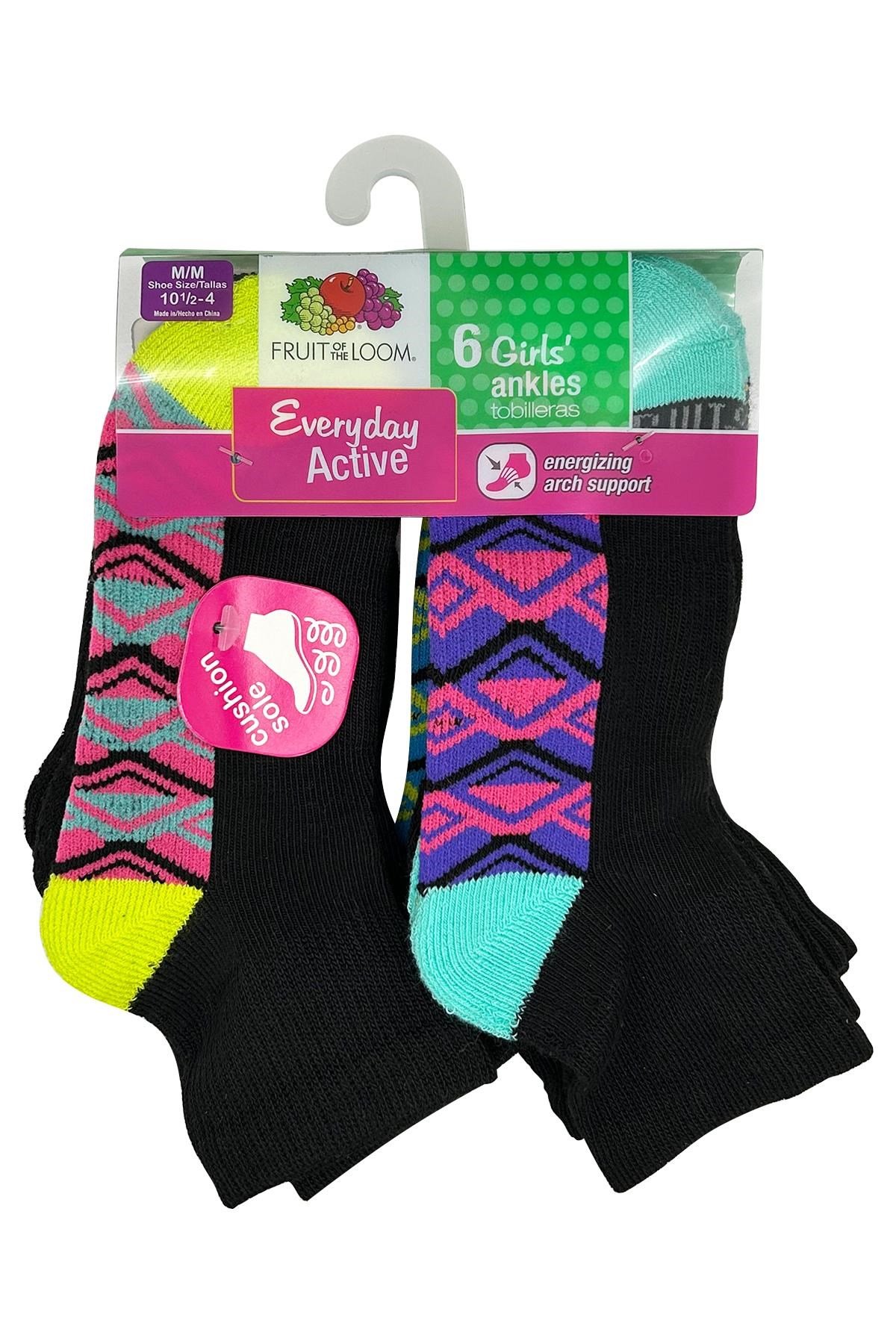 Fruit Of The Loom Girls Ankles Tobilleras Çorap 6lı Paket (M)