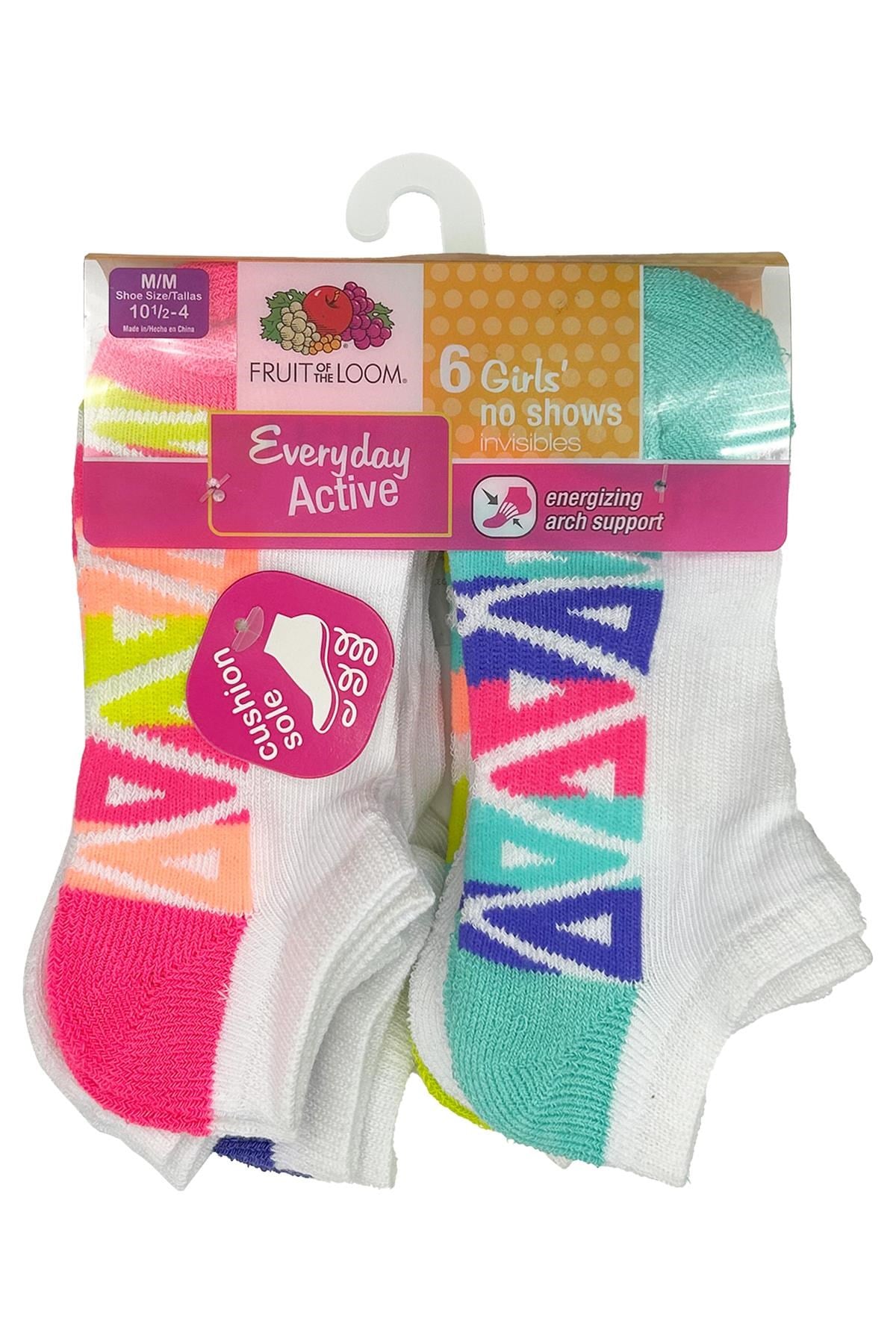 Fruit Of The Loom Girls No Shows Invisibles Çorap 6lı Paket (M)