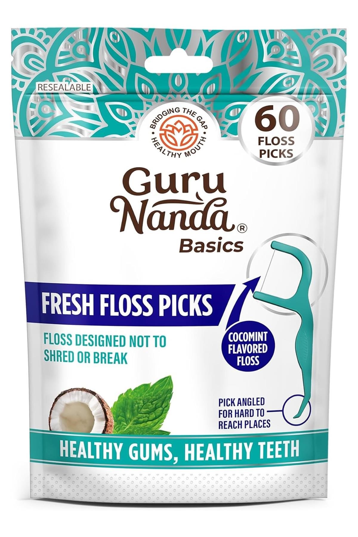 GuruNanda Fresh Floss Picks Çatal Diş İpi Kürdanlı 60 Adet