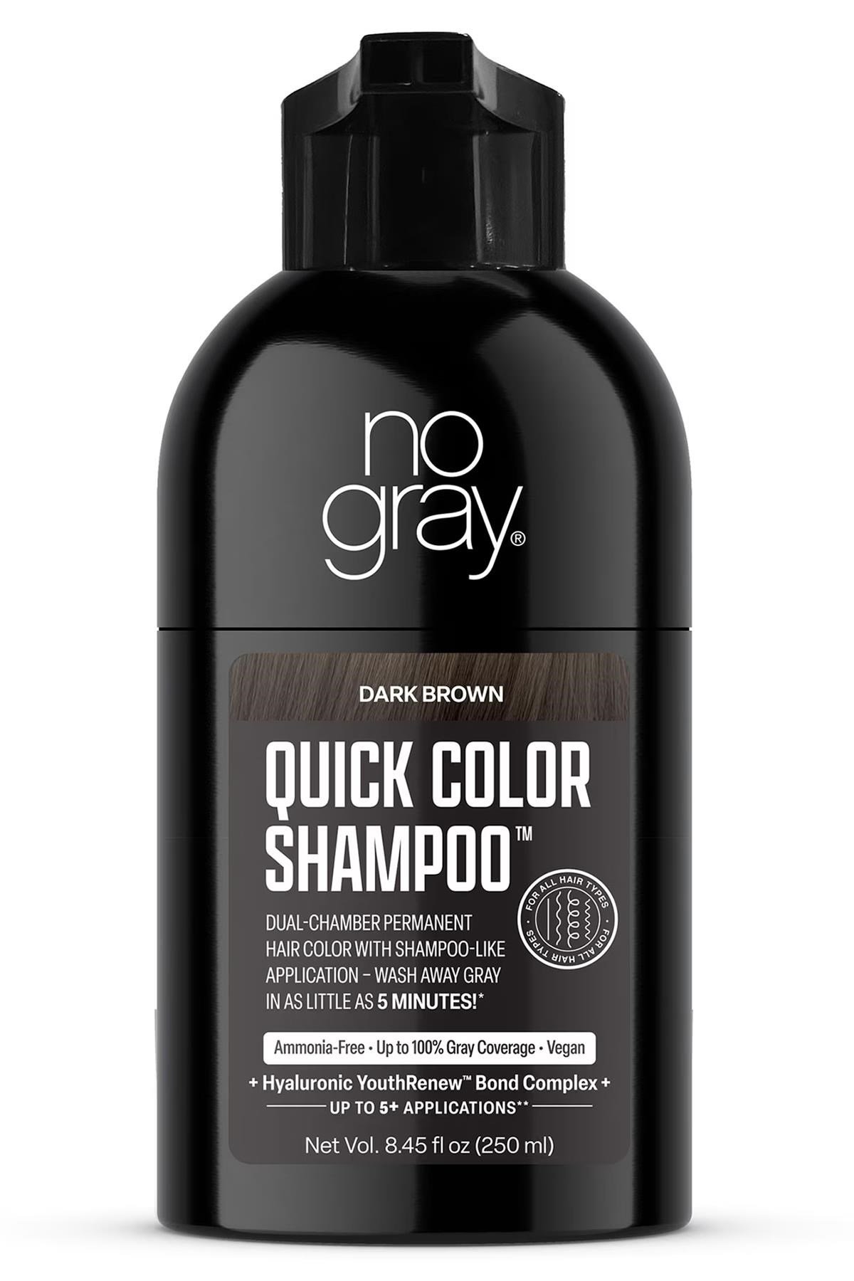 No Gray Koyu Kahverengi Saçlar İçin Gri-Beyaz Kapatıcı Şampuan 250ML