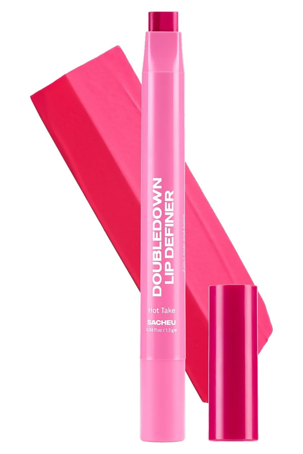 Sacheu DoubleDown Lip Definer 2'si 1 Arada Dudak Kalemi ve Balm 08 Hot Take 1.3GR