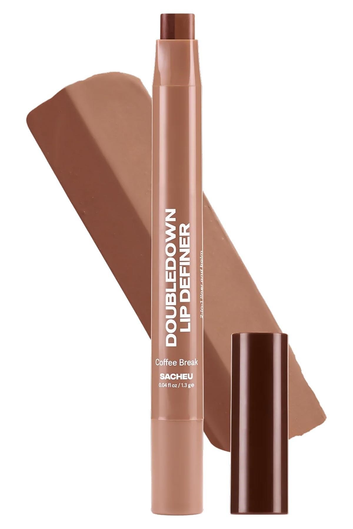 Sacheu DoubleDown Lip Definer 2'si 1 Arada Dudak Kalemi ve Balm 04 Coffee Break 1.3GR