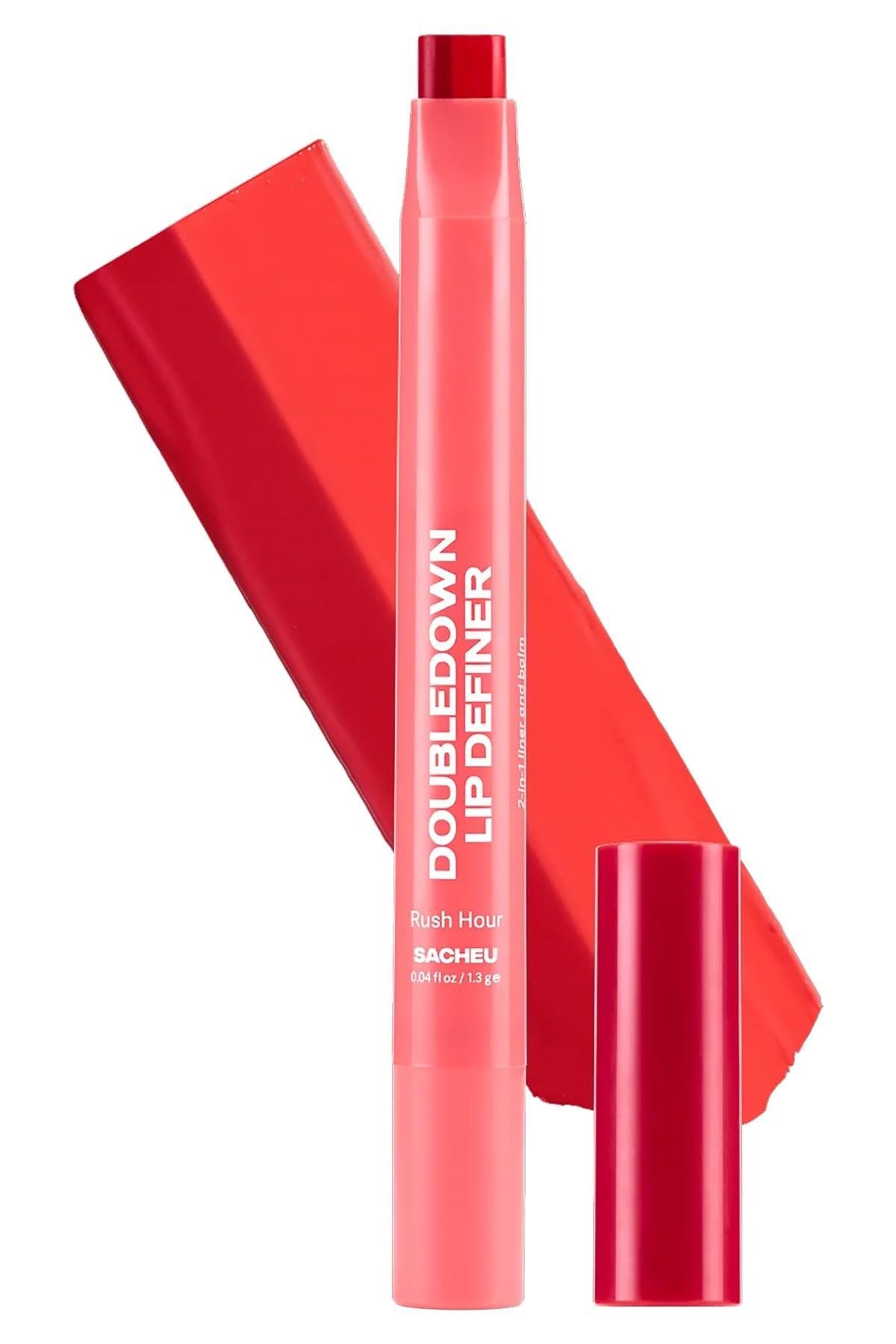 Sacheu DoubleDown Lip Definer 2'si 1 Arada Dudak Kalemi ve Balm 09 Rush Hour 1.3GR