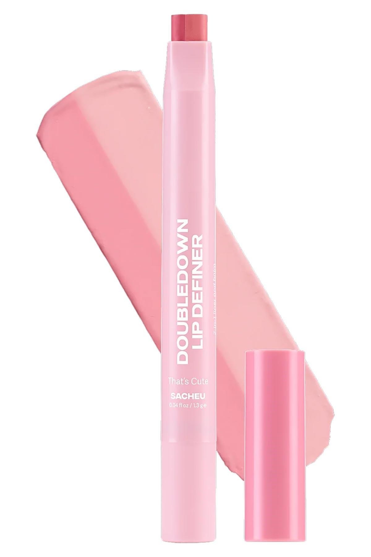Sacheu DoubleDown Lip Definer 2'si 1 Arada Dudak Kalemi ve Balm 06 That's Cute 1.3GR