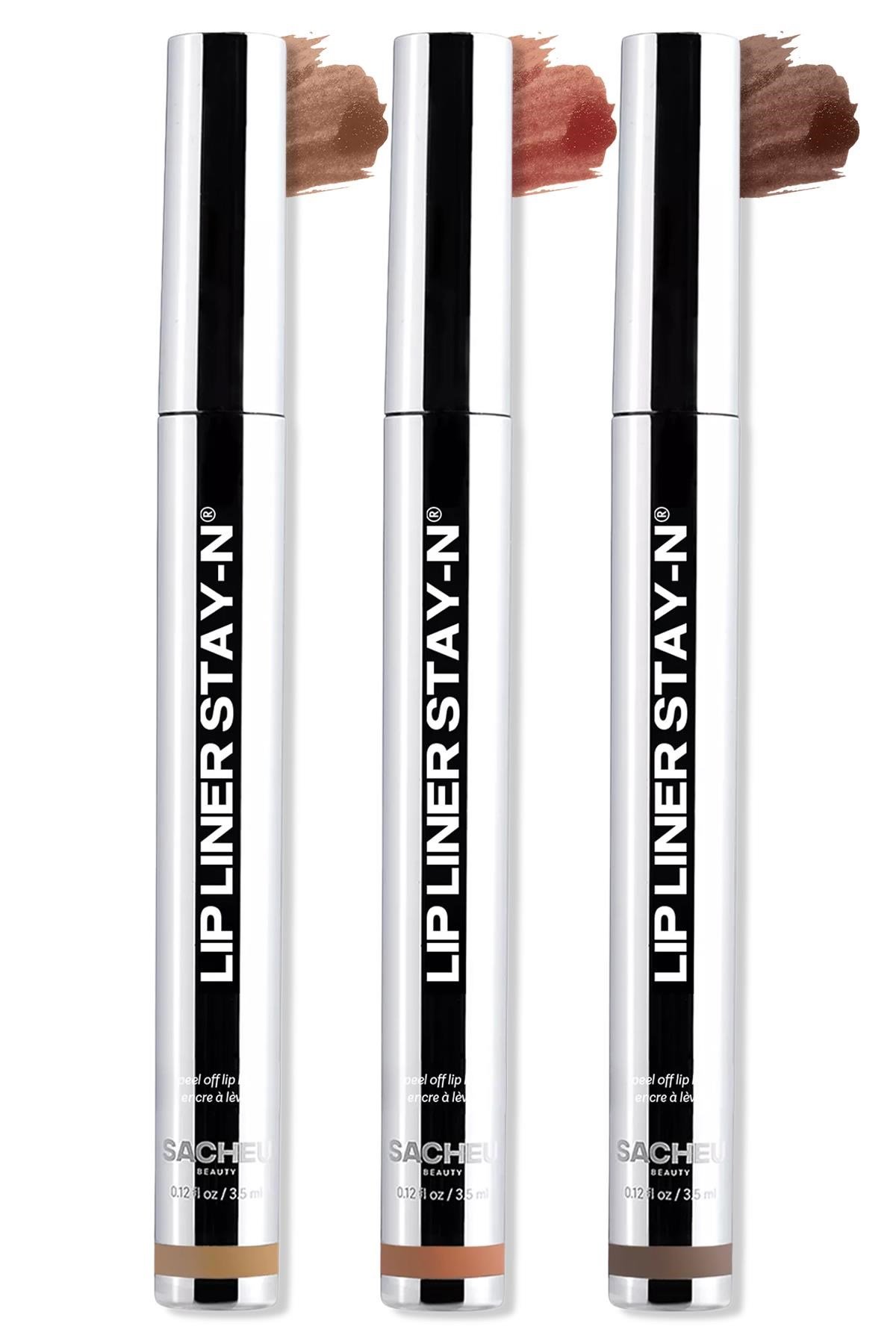 Sacheu Lip Liner Stay-n Soyulabilir Uzun Süre Kalıcı Dudak Çizgisi Belirginleştirici 3'lü Set