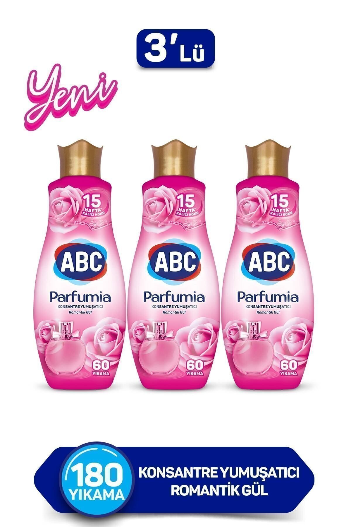ABC Konsantre Yumuşatıcı Romantik Gül (Pembe) 1440ml x3 Adet