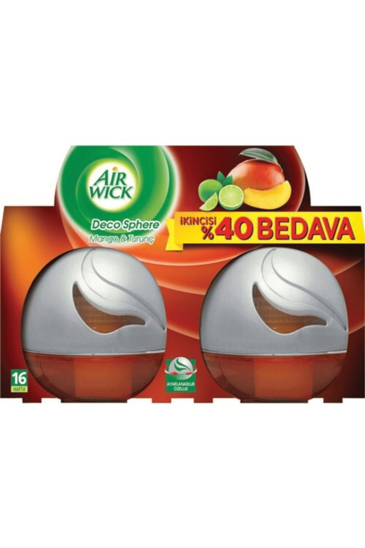 Air Wick Decosphere Hava Tazeleyeci Oda Kokusu Greyfurt Ve Portakal Çiçeği 75 ml x2adet
