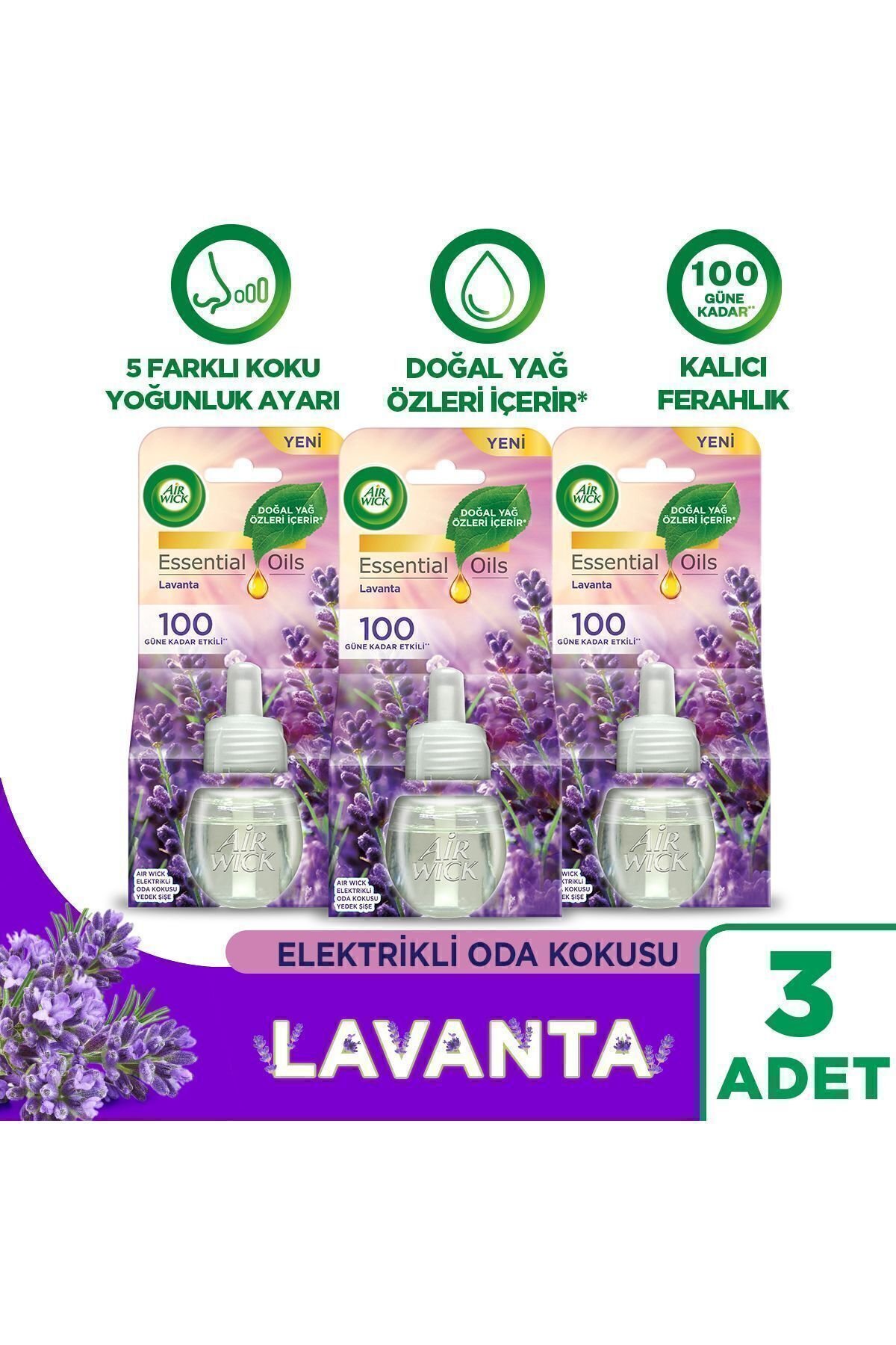 Air Wick Elektrikli Oda Kokusu Cihaz Yedek Şişe Lavanta x3 Adet