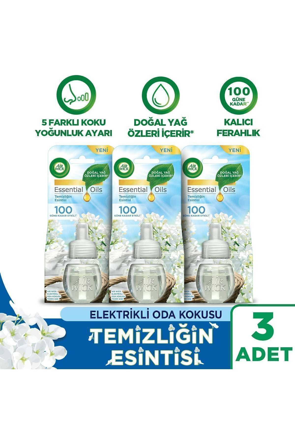 Air Wick Elektrikli Oda Kokusu Yedek Şişe Temizliğin Esintisi x3 Adet